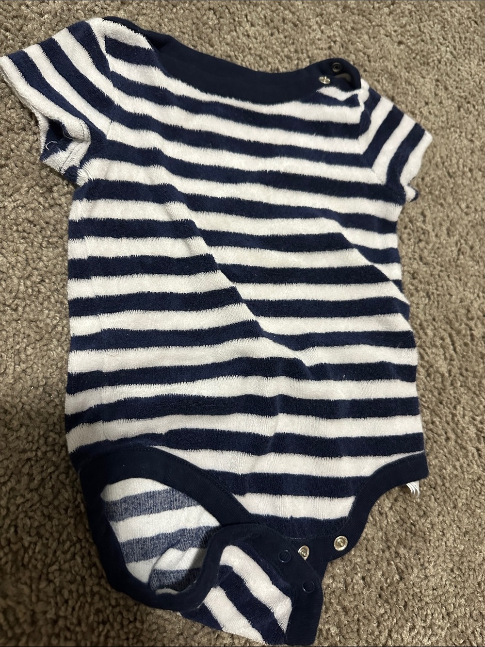 GAP Navy and White Striped Cotton Baby One-Piece